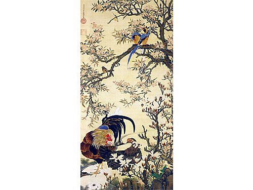 「江戸の奇跡・明治の輝き―日本絵画の200年」n伊藤若冲「花卉双鶏図」（部分）