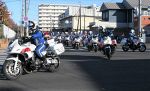 歳末の事故防止へ取り締まり強化　岡山県警、白バイ隊の出発式