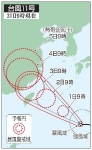 台風１１号、強い勢力で沖縄へ　９月２日にかけ、強風や高波警戒