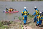 水難者 水上バイクやヘリで救助　岡山県警、河川増水想定し訓練
