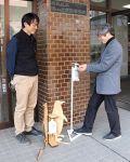 足踏み式消毒液スタンドを製作　福山工高生、希望施設に提供へ
