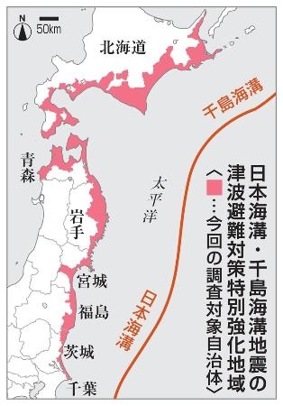 　日本海溝・千島海溝地震の津波避難対策特別強化地域〈今回の調査対象自治体〉
