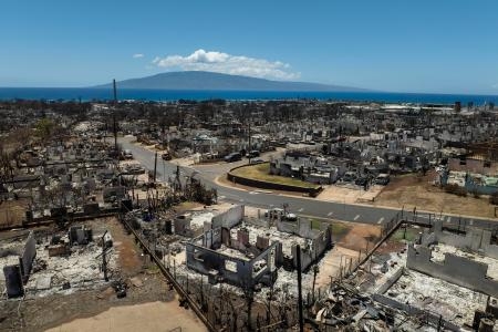 　山火事で大きな被害があった米ハワイ州マウイ島ラハイナ＝８月２２日（ＡＰ＝共同）