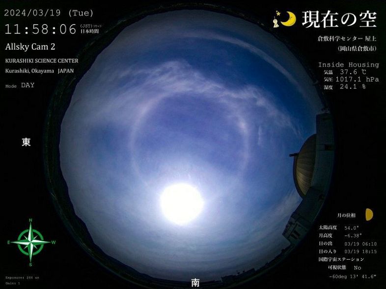 倉敷科学センターが撮影した「幻日環」の画像