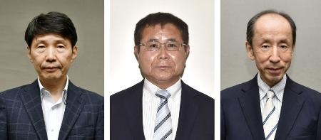 　群馬県知事選の立候補者、山本一太氏（左から）、石田清人氏、清水澄氏