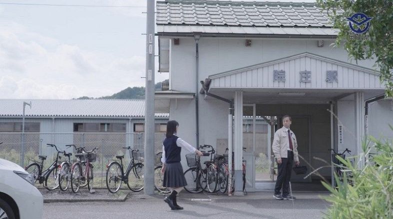 岡山県が制作した、鉄道の利用促進を目指すＰＲ動画の一場面