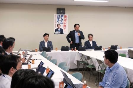 　日本マイクロソフトの関係者らが出席した自民党の会合＝２７日午後、東京・永田町の党本部