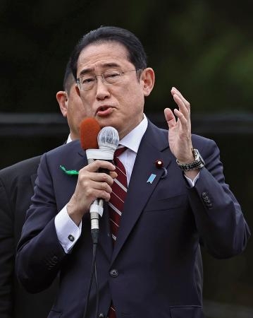 岸田首相が島根入り、街頭演説　衆院補選、議席死守にてこ入れ