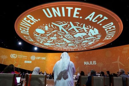 　アラブ首長国連邦（ＵＡＥ）で開催中の国連気候変動枠組み条約第２８回締約国会議（ＣＯＰ２８）＝１０日、ドバイ（ＡＰ＝共同）