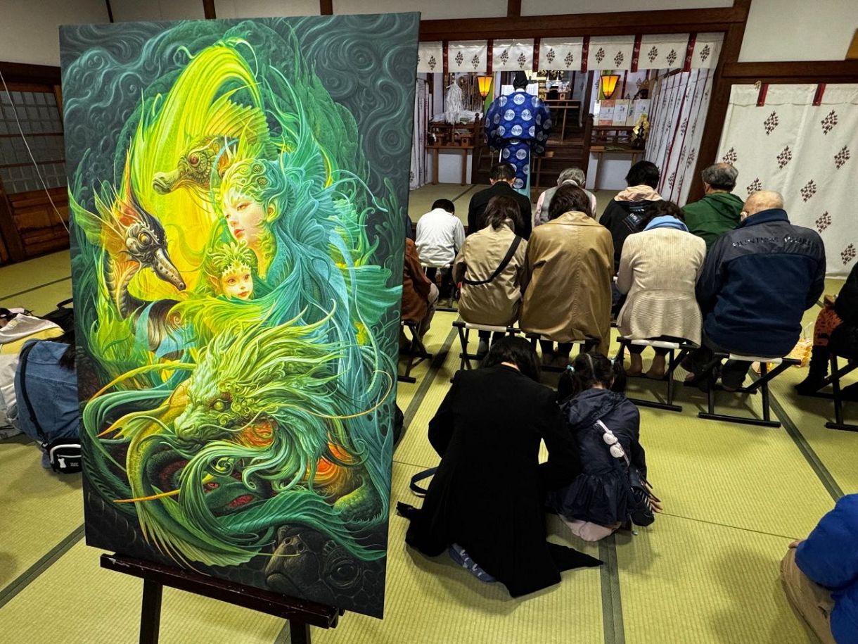豊玉姫命イラスト奉納 玉野・玉比咩神社でアートフェス：山陽新聞デジタル｜さんデジ