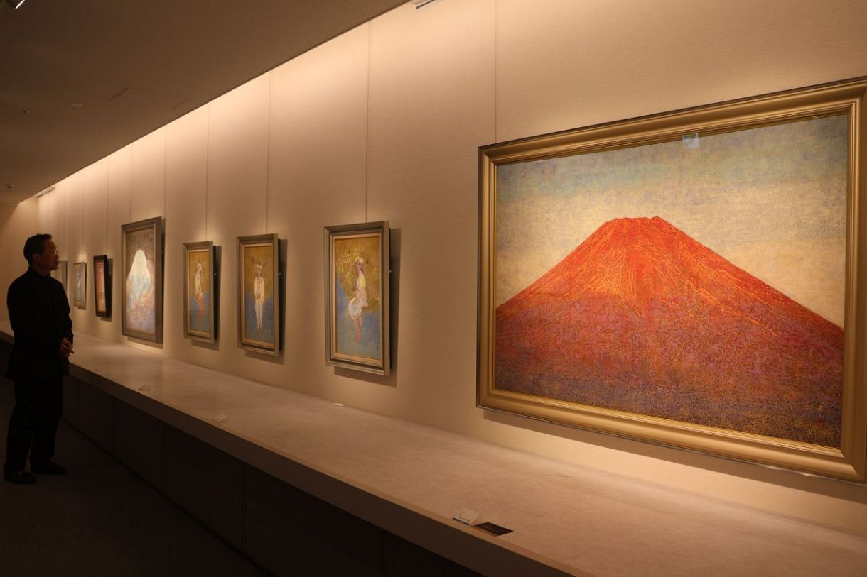 井手宣通、【吾妻山遠望】の一部、希少な大判画集より、新品高級額 美術院同人・井手さん広島初個展 天満屋福山店で「カミガミノアリカ