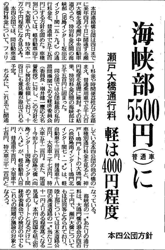 39）61～64年（1986～89年）政治・経済 瀬戸大橋時代の