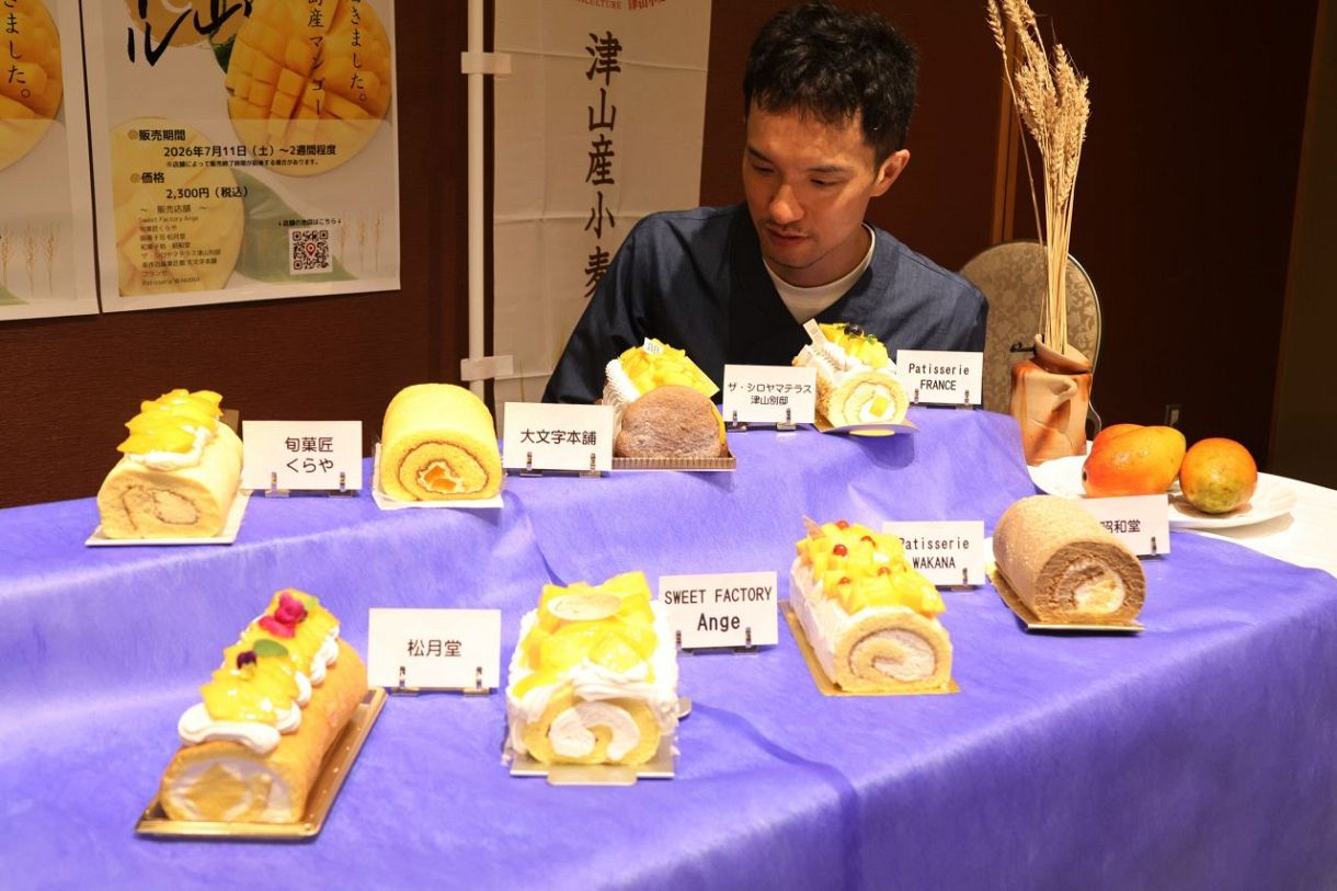 宮古島産マンゴーたっぷり 夏限定「津山ロール」　津山、鏡野、美咲の８店 １１日から販売開始