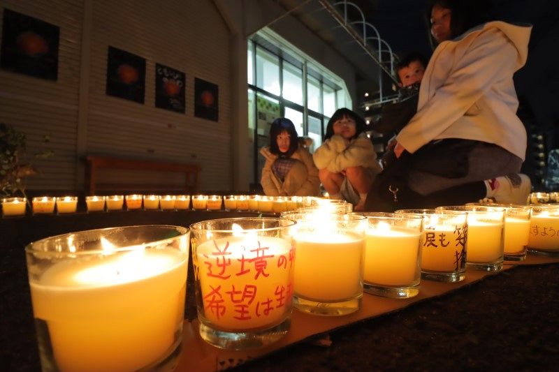 震災１４年 希望へのキャンドル　「ほっと岡山」被災地に思い寄せ