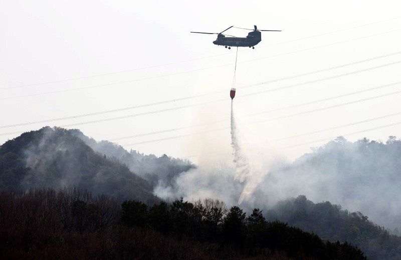 岡山 山林焼失２５０ヘクタールに　民家など焼損 一時雨も鎮圧至らず