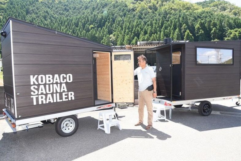 美作産木材の移動型サウナ開発 小林工業、自動車でけん引可能：山陽
