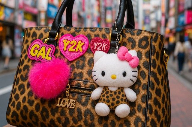 ♡ 平成ギャル キラキラ 豹柄 ガラケー キーホルダー pink ♡ ♡ 平成