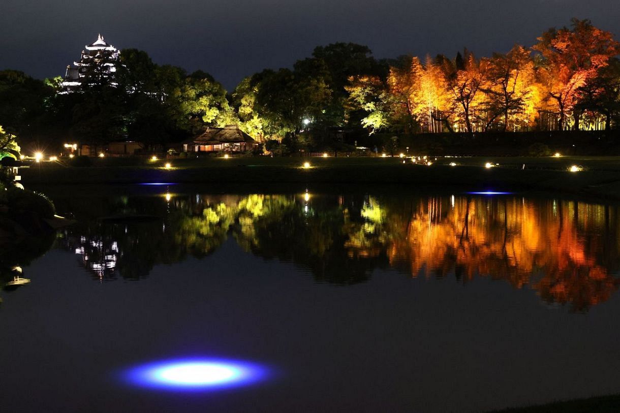 「幻想庭園」「烏城灯源郷」２４日開幕　名園と天守 柔らかな光に