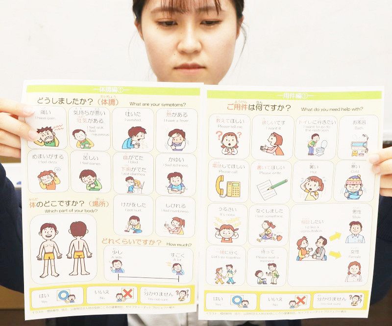 障害者や外国人 意思疎通にボード 災害時用で岡山県 体調や用件確認 