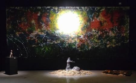 絵画　レジン　約束　スラム街の少年と少女（ガーネット,サンストーン水晶） 絵画 レジン 約束 スラム街の少年と少女（ガーネット,サンストーン水晶