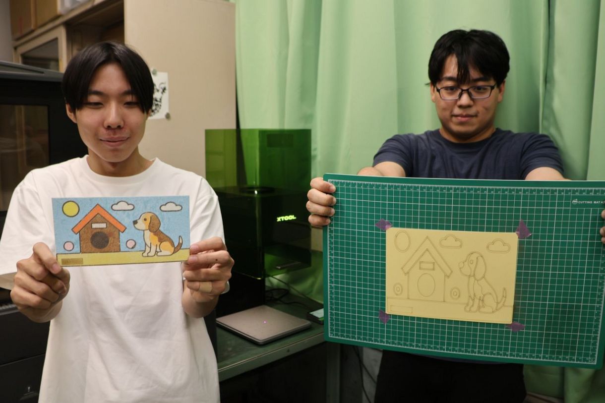 土曜夜市に砂絵体験ブース　倉敷市立工高生 １８日 駅前商店街