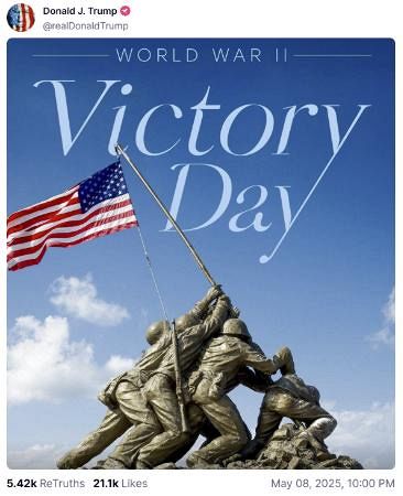 対ドイツ戦勝記念日に硫黄島画像 トランプ氏が投稿、歴史混同か：山陽