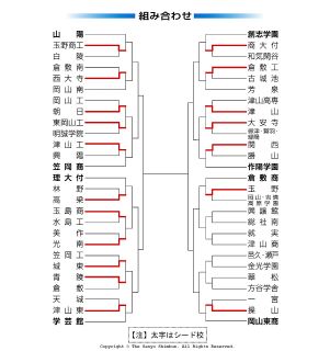 高校野球岡山大会 第３日（１３日）の勝敗　１回戦４試合