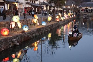 倉敷春宵あかり ７日開幕　和傘や影絵 美観地区彩る