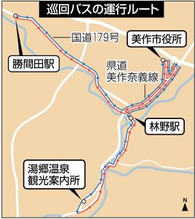 新路線の運行スタート　美作、勝央中心部走る巡回バス