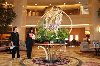 ホテルロビーに生け花展示　グランヴィア岡山が地元文化発信