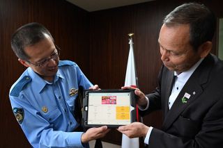 防災用端末に「ハレノポリス」　全戸導入の奈義町に感謝状
