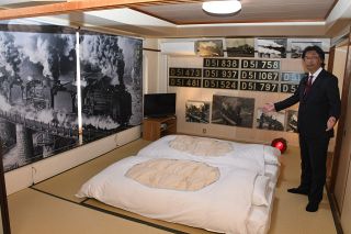 ＳＬ三重連テーマの客室完成　  新見・みよしや、１４日オープン
