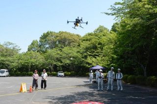 高越城址 観光ＰＲへドローン測量　北条早雲 出生と伝わる井原・荏原