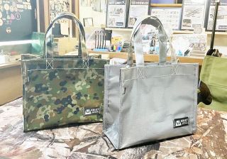 シート端材使ったトートバッグ　フジノハガネ 共同開発で商品化