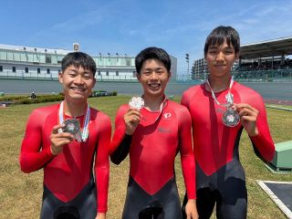 岡山工、堂々の銀 自転車男子チームスプリント　全国高校総体