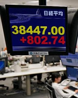 東証、一時８００円超上昇　米中貿易摩擦の懸念が後退