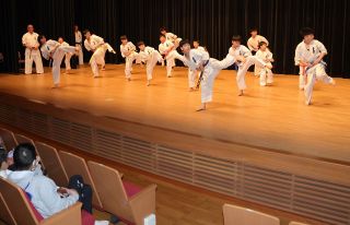 真庭で武道祭　空手や相撲など１１団体演武