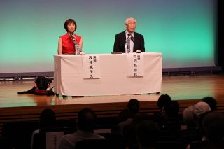 全盲の浅井さん、竹内さん「前向きに生きよう」　ちまた友の会講演会 岡山
