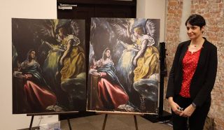 「受胎告知」汚れ除去し鮮やかに　修復作業報道陣に説明 大原美術館