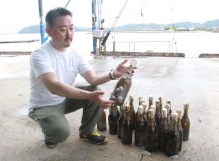 シャンパンを海中熟成　ソムリエ飯野さんが邑久町漁協と協力
