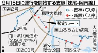 岡山市バス再編で計画前倒し　９月から妹尾－岡南線運行
