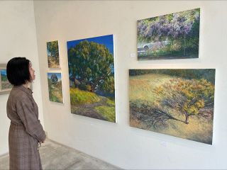 優しい色合いで自然描く　玉野で洋画家北川さん作品展
