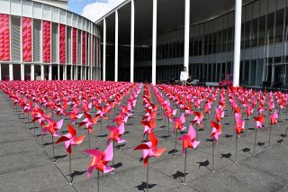 赤とピンク　鮮やかアート空間　新見市内３会場で「ｍｔ　Ｐｒｏｊｅｃｔ」