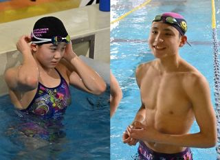 「自己記録更新でメダルを」 平井（矢掛中３年）山室（京山中１年）初の海外遠征 競泳ジュニア日本代表 17日からシンガポール国際大会