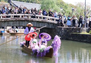 川舟流し 藤娘 白壁の町華やかに　「ハートランド倉敷春」開幕 ２６日も