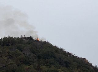 玉野で山林火災、消火活動続く　けが人の情報なし