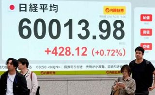 日経平均株価、初の６万円　米イラン戦闘終結を期待