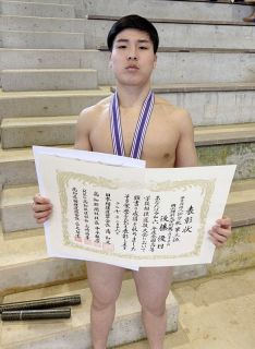 後藤（理大付）相撲８０キロ級３位　春の全国高校選抜、県勢過去最高