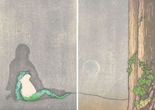 岡本綺堂の怪談の世界表現　木版画家・坂手江美さん（鏡野町) 勝央で企画展