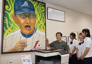 星野仙一さん（倉敷出身）モデルの絵 母校の倉敷商高に　後輩を〝激励〟 愛好家浜田さん制作